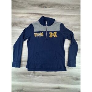 PINK Victorias Secret University of Michigan Quarter Zip Sequin Pullover Navy XS
